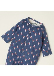 Juniors All-Over Printed Closed Feet Sleepsuit with Long Sleeves