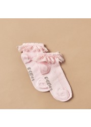 Giggles Embroidered Frill Detail Socks