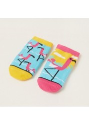 Juniors Printed Socks with Cuffed Hem