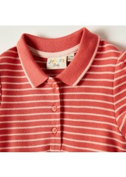 Juniors Striped Polo Dress with Cap Sleeves