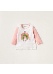 Juniors Printed Round Neck T-shirt and Pyjama Set