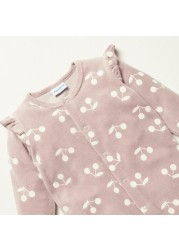 Juniors All-Over Cherry Print Closed Feet Sleepsuit with Long Sleeves