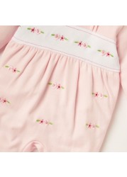 Giggles Floral Print Closed Feet Sleepsuit with Long Sleeves