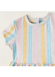 Expo 2020 Striped Dress with Short Sleeves