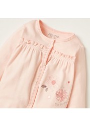 Juniors Embroidered Long Sleeves Sleepsuit with Closed Feet