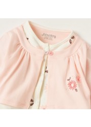 Juniors Floral Print Sleepsuit with Long Sleeves