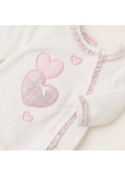 Juniors Embroidered Closed Feet Sleepsuit with Long Sleeves and Bow Applique