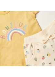 Juniors Printed T-shirt and All-Over Printed Shorts Set