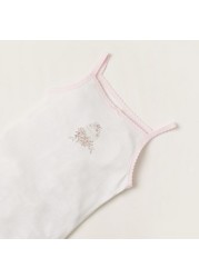 Giggles Printed Sleeveless Bodysuit with Bow Applique Detail