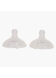 Nuby Wide Neck Slow Flow Teat - Set of 2