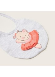 Juniors Hippo Print Bib with Press Button Closure