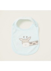 Juniors Giraffe Embroidered Detail Bib with Press Button Closure