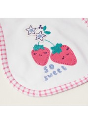 Juniors Strawberry Embroidered Bib with Snap Button Closure