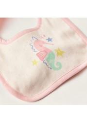 Juniors Seahorse Print Bib with Snap Button Closure