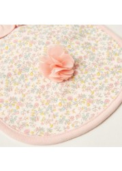 Juniors All-Over Floral Print Bib with Button Closure and Ruffle Detail