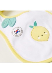 Juniors Printed Bib with Button Closure and Lemon Embroidery
