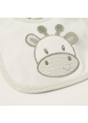 Juniors Giraffe Embroidery Bib with Press Button Closure