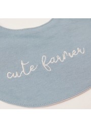 Juniors Text Embroidered Bib with Press Button Closure