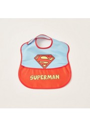 Superman Print Bib with Hook and Loop Closure - Set of 2