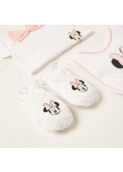 Disney Minnie Mouse Print Bib with Cap and Mittens