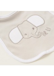 Juniors Elephant Embroidered Bib with Press Button Closure