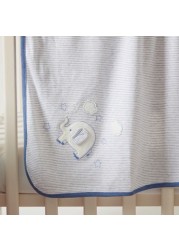Juniors Striped Receiving Blanket with Embroidered Detail