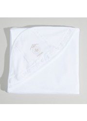 Juniors Lace Detail Receiving Blanket with Hood - 81x81 cms