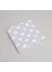 Juniors Polka Dot Printed Fleece Blanket and Cap - 76x100 cms