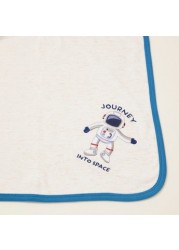 Juniors Solid Receiving Blanket with Embroidered Detail - 76 x 102 cms