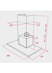 Teka Wall Mounted Chimney Hood, DSJ 980 (67-100 x 90 x 48.5 cm)