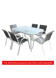 Steel Table W/Glass Top Living Accents (150 x 95 x 71.5 cm)