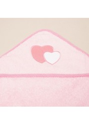 Juniors Heart Embroidered Towel with Hood - 80x80 cms