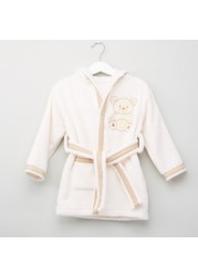 Juniors 4-Piece Hooded Bath Robe Set with Teddy Bear Applique