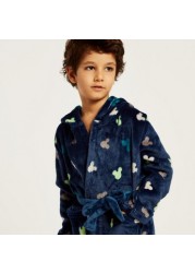 Disney All-Over Mickey Mouse Print Bathrobe with Long Sleeves and Hood