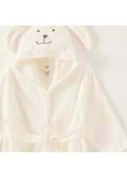 Juniors Hooded Robe with Puppy Applique Detail