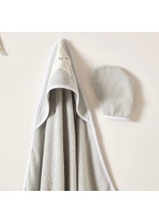 Juniors Hooded Towel and Bath Mitten - 90x75 cms