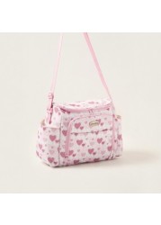 Juniors Heart Print Diaper Bag with Zip Closure