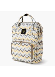 Sunveno Chevron Print Diaper Backpack with Zip Closure and Top Handles