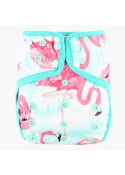 Little Story Flamingo Print Reusable Diaper with Insert