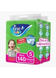 Fine Baby DoubleLock Maxi Size 5, 140-Diapers Mega Pack - 11-18 kgs