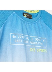 XYZ Ombre Printed T-shirt with Crew Neck and Short Sleeves