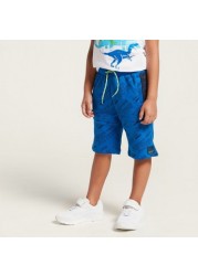 Juniors Graphic-Print Shorts with Elasticated Drawstring Waistband