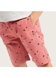 All-Over Star Print Shorts with Pocket Detail and Belt Loops