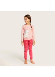 Juniors Unicorn Print T-shirt and All-Over Printed Pyjamas Set