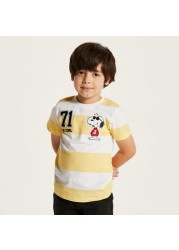 Snoopy Striped Crew Neck T-shirt and Shorts Set