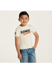 Hasbro Sonic the Hedgehog Print T-shirt with Round Neck and Short Sleeves