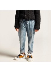 Juniors Solid Denim Pants with Drawstring Closure and Pockets