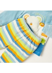 Juniors Textured Sweater and Full Length Striped Pyjama Set