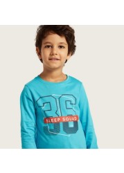 Juniors Graphic Print T-shirt and All-Over Printed Pyjamas Set