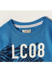 Lee Cooper Printed T-shirt with Crew Neck and Short Sleeves